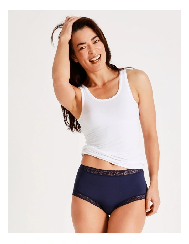 Smooth Lace Full Brief in Navy