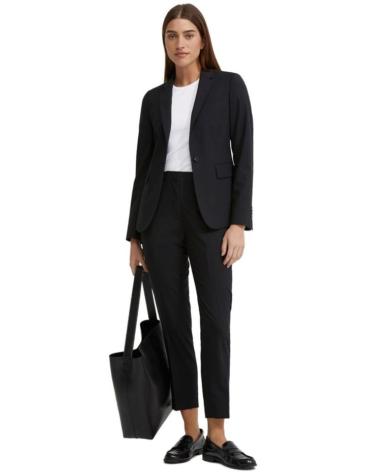 Alexa Wool Stretch Suit Jacket in Black