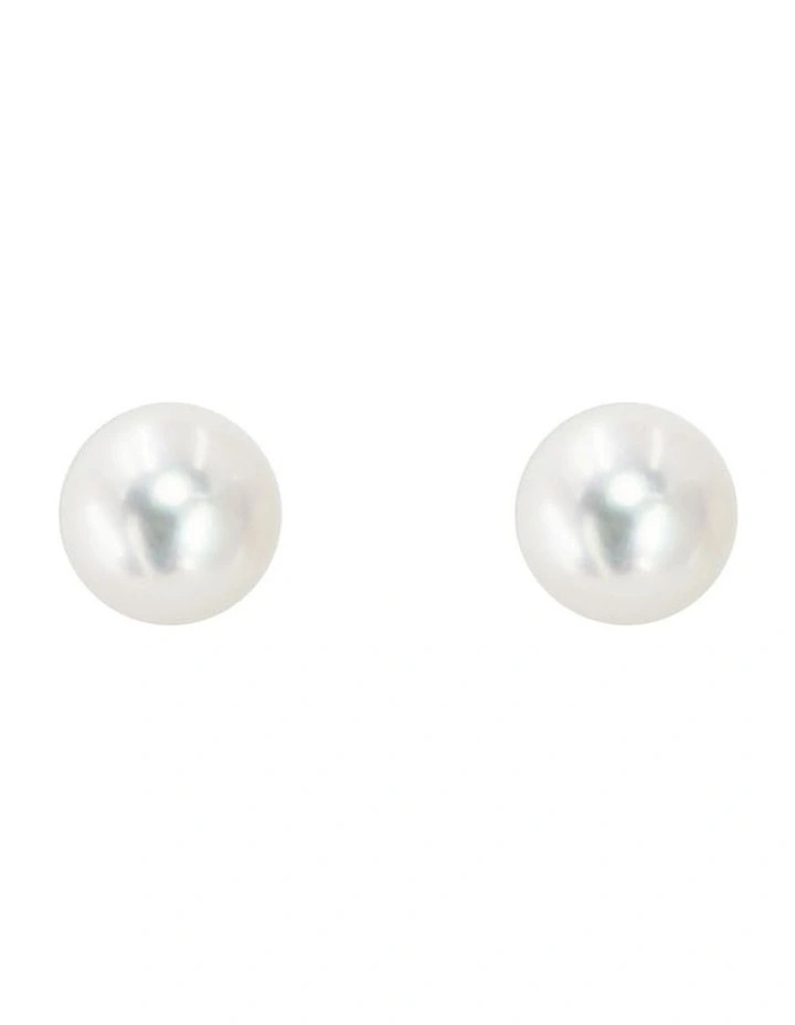9 9.5mm Freshwater Pearl White Stud Earrings