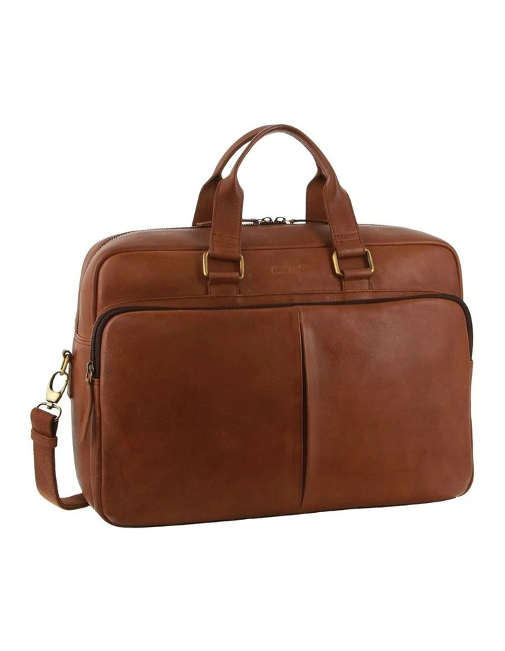 Leather Business Computer Bag in Cognac