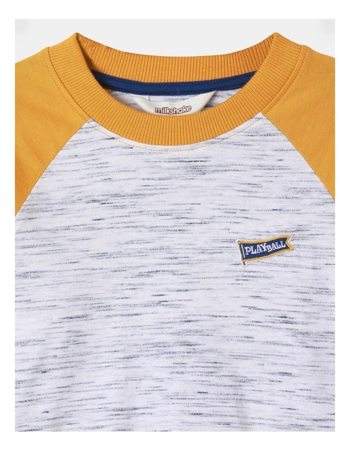 Long Sleeve Space Dye Raglan Tee (3-8 Years) in Mustard
