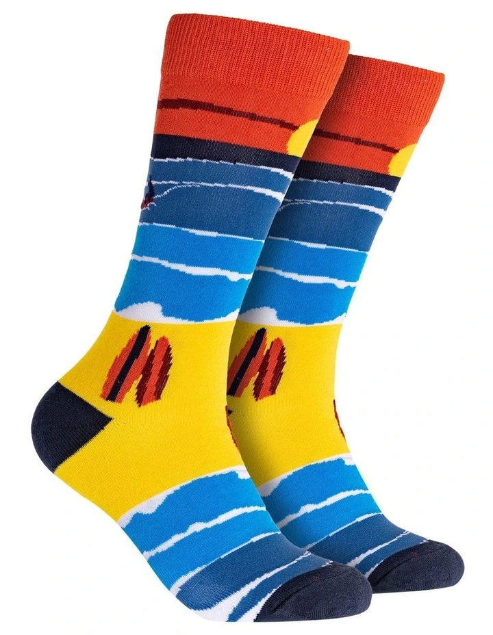 Sunset Surf Cotton Crew Sock in Multi