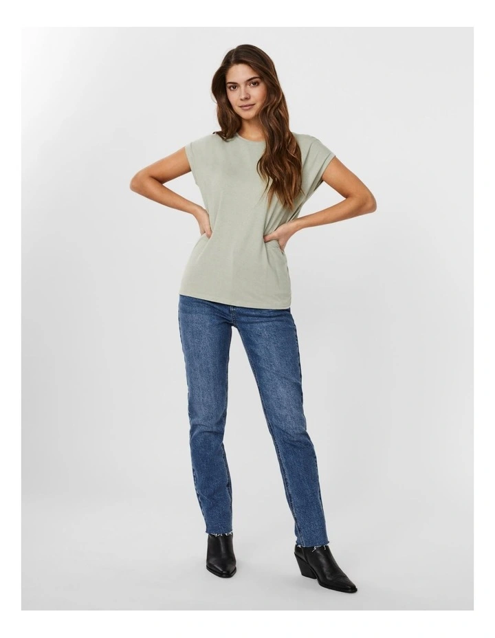 Lava Plain Short Sleeve Lurex Stripe Top in Sage