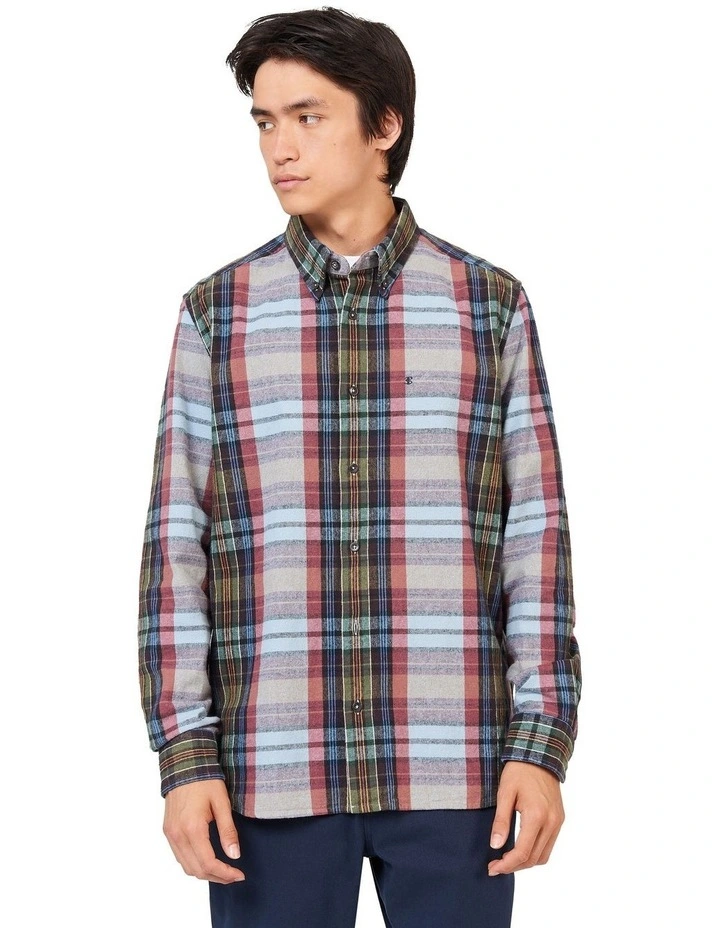 Brushed Oxford Tartan Long Sleeve Shirt in Blue