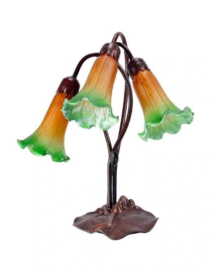 Triple Lily Lamp Amber Green