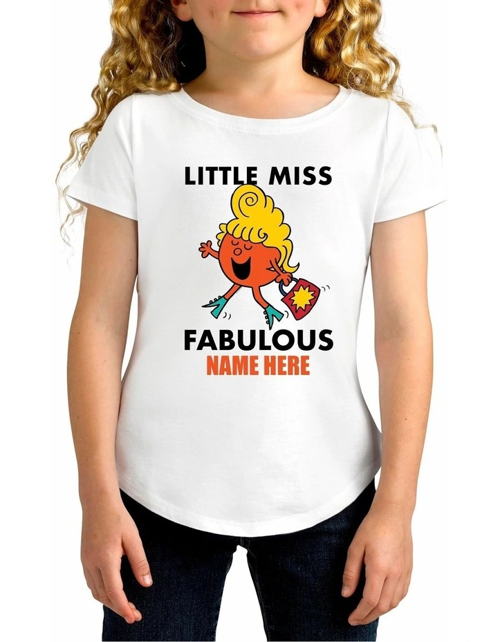 Little Miss Fabulous Personalised Cotton T-Shirt in White