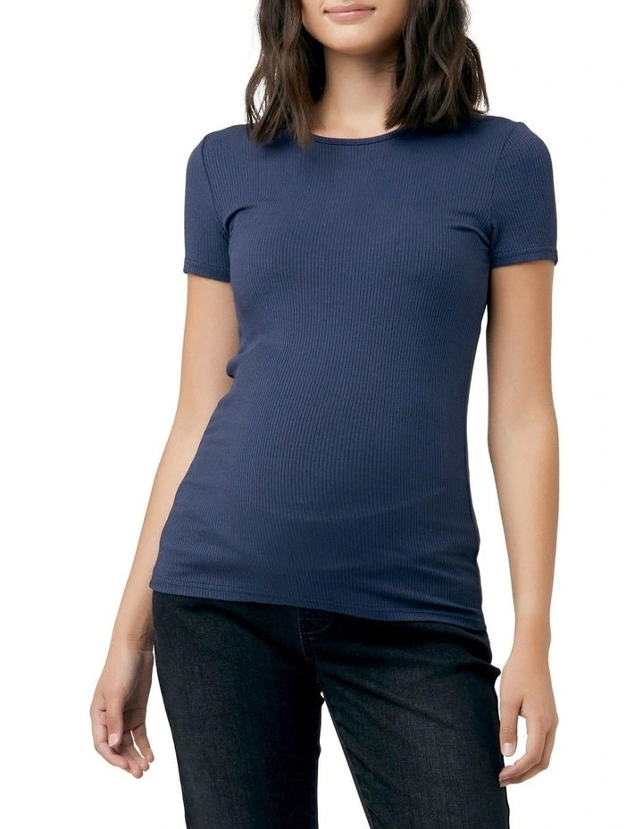 Short Sleeve Round About Tee in Navy