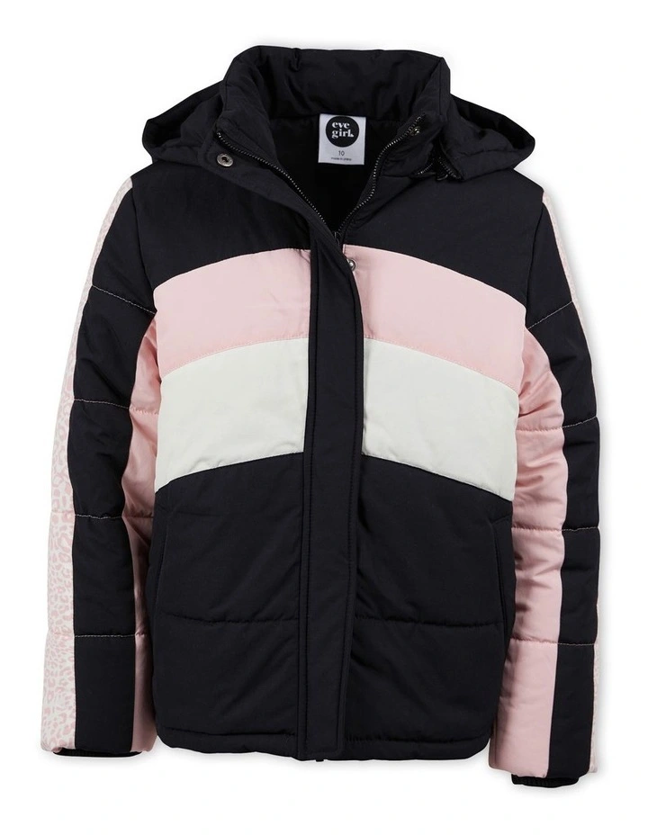 Base Panelled Puffer Jacket in Multi