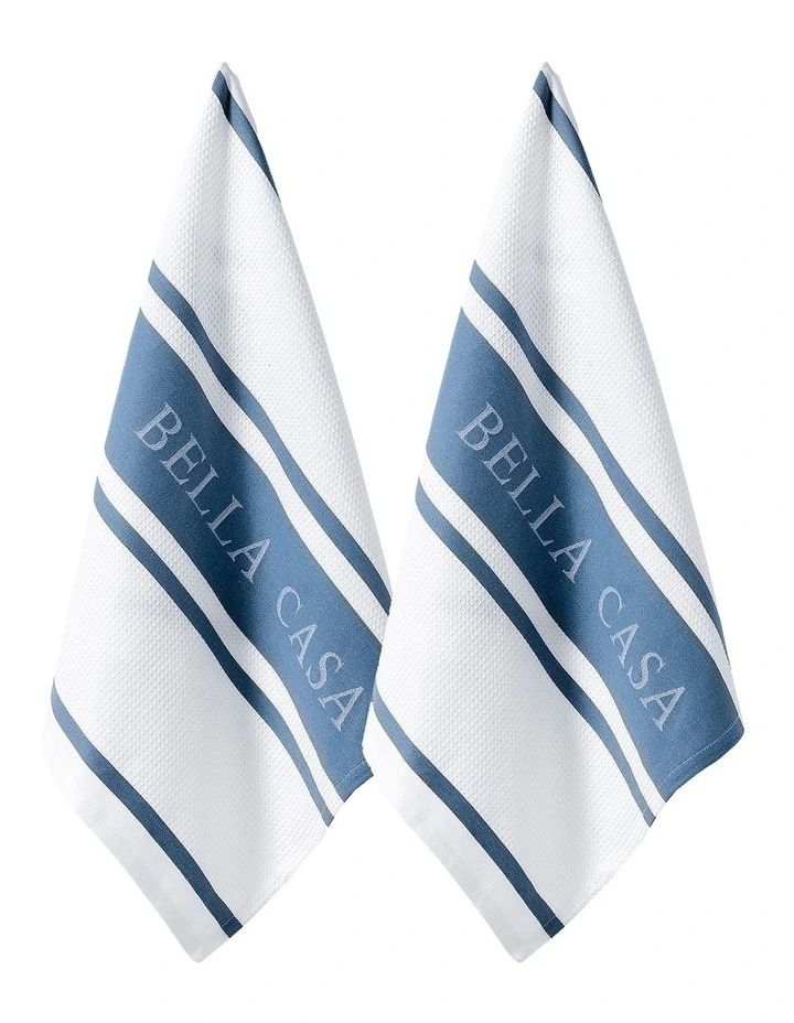 Bella Casa Kitchen Towel 2 Pack in Blue