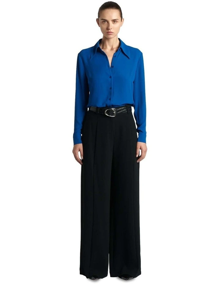 Recycled Georgette Shirt in Cobalt