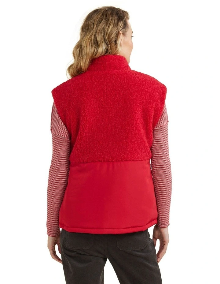 Multi Textured Vest in Rhubarb