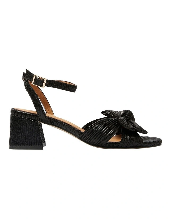 Tiara Sandals in Black Pleat