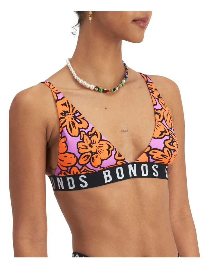 Icons Super Logo Deep V Crop Bralette in Purple