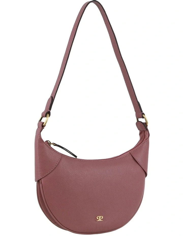Leather Crescent Shoulder Bag in Rose