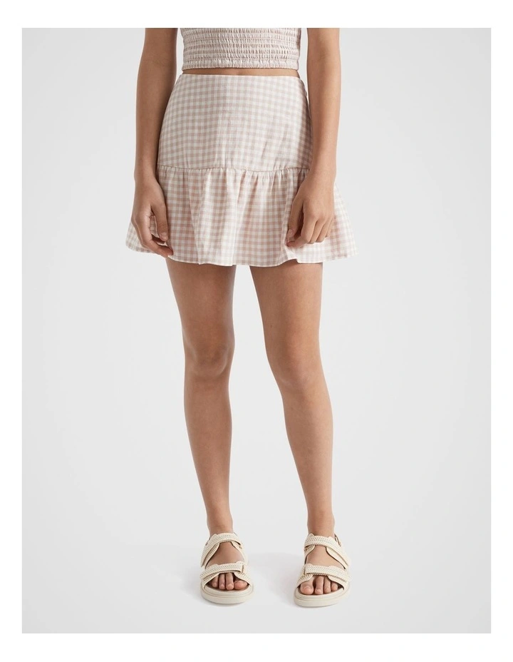 Gingham Skort in Neutral