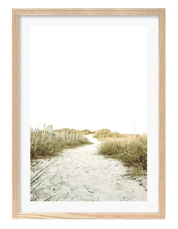 Australian Made Sandy Path 2 Art Print A3 in Natural Frame