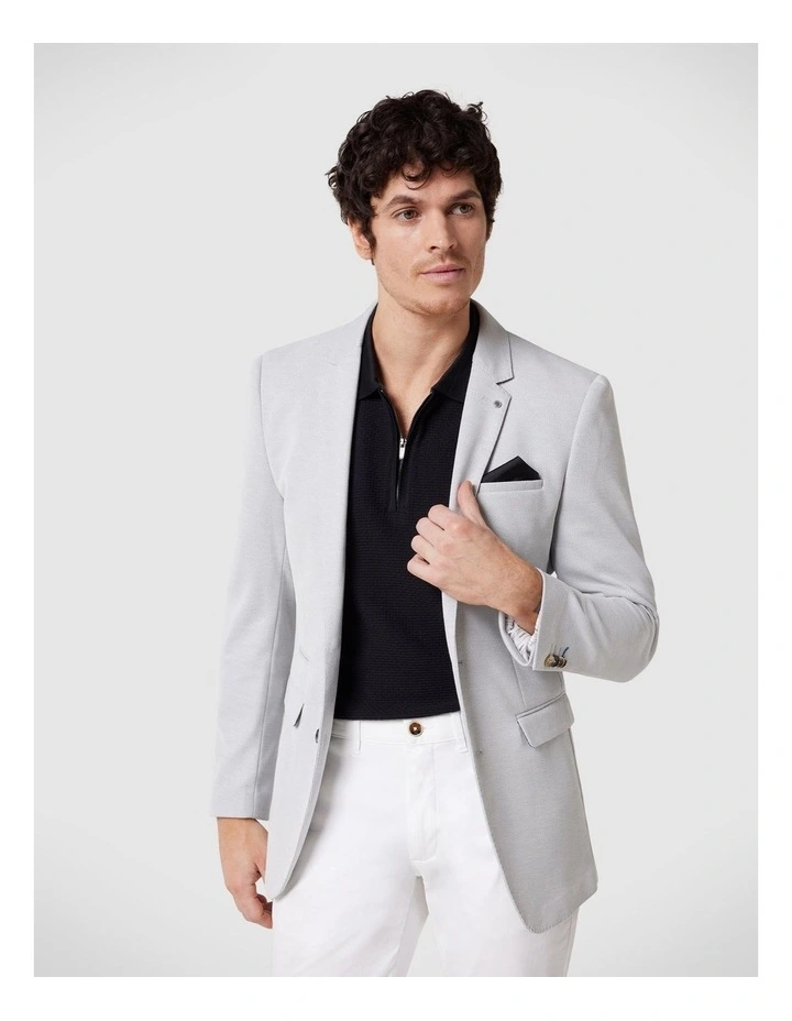 Regular Stretch Knitted Tailored Blazer in Bone
