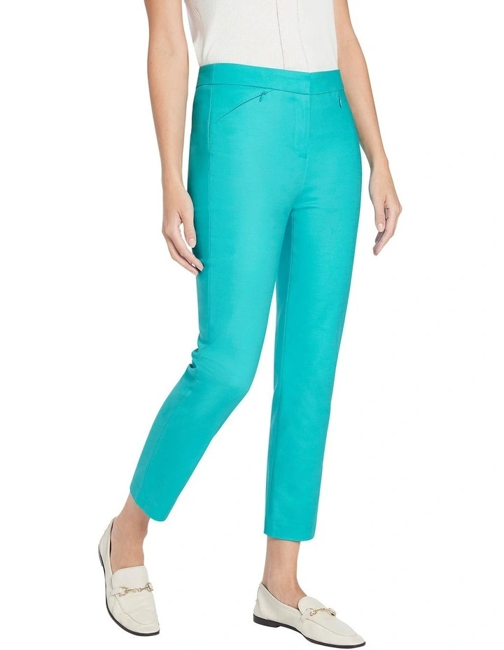 Sarah Compact Cotton Pant in Aquamarine