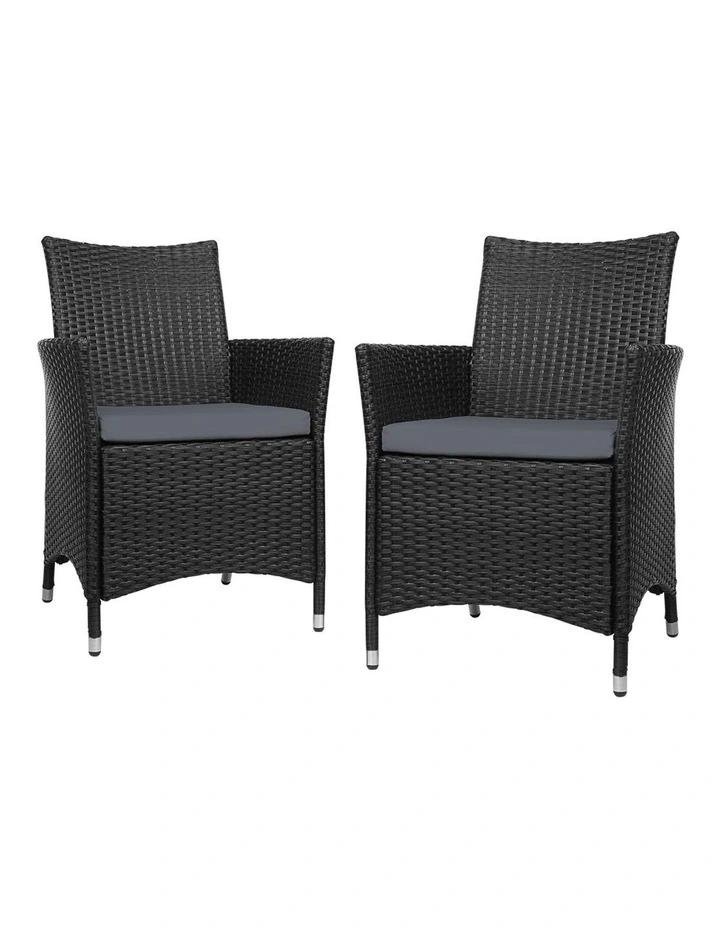 Outdoor Dining Chairs Patio Furniture Wicker Garden Cushion Idris 2PC