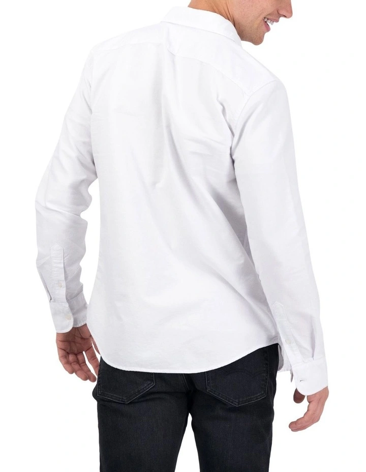 Slim Fit Solid Oxford Button-Up Shirt in White