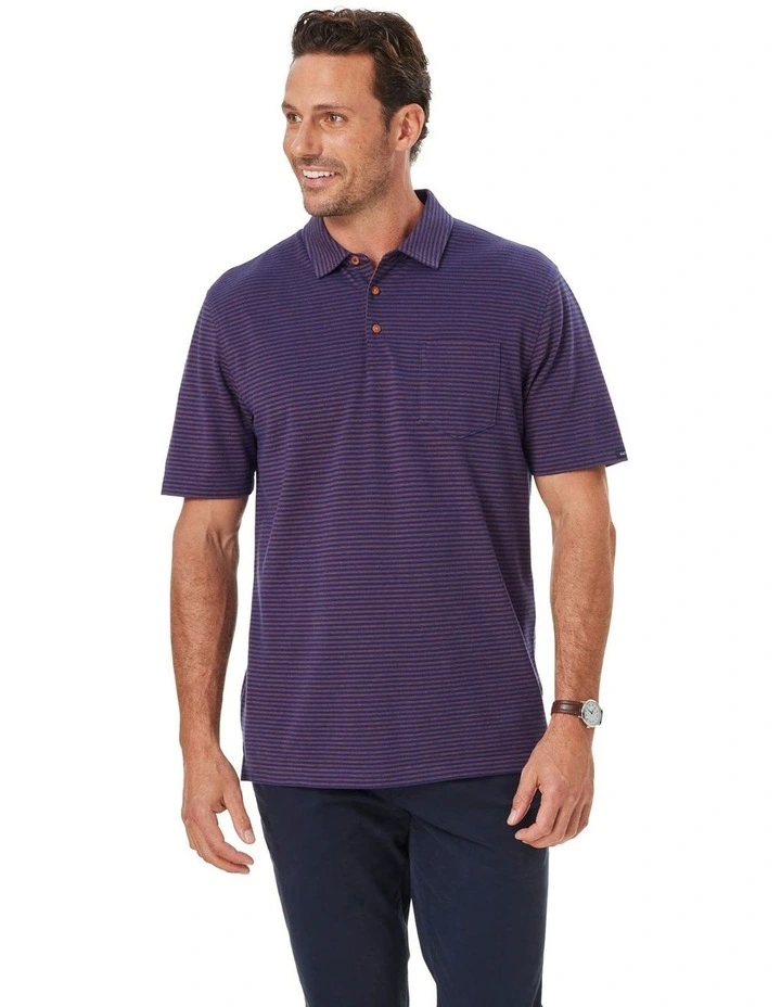 Smart Jacquard Stripe Polo Shirt in Purple