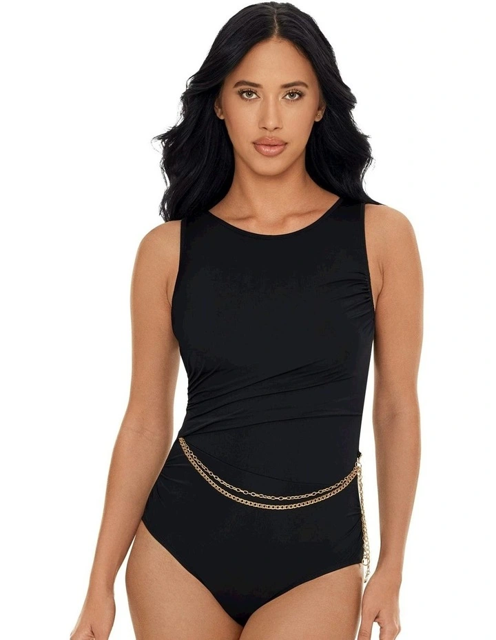 Hyperlink Annette High Neck One Piece Shaping Swimsuit in Black