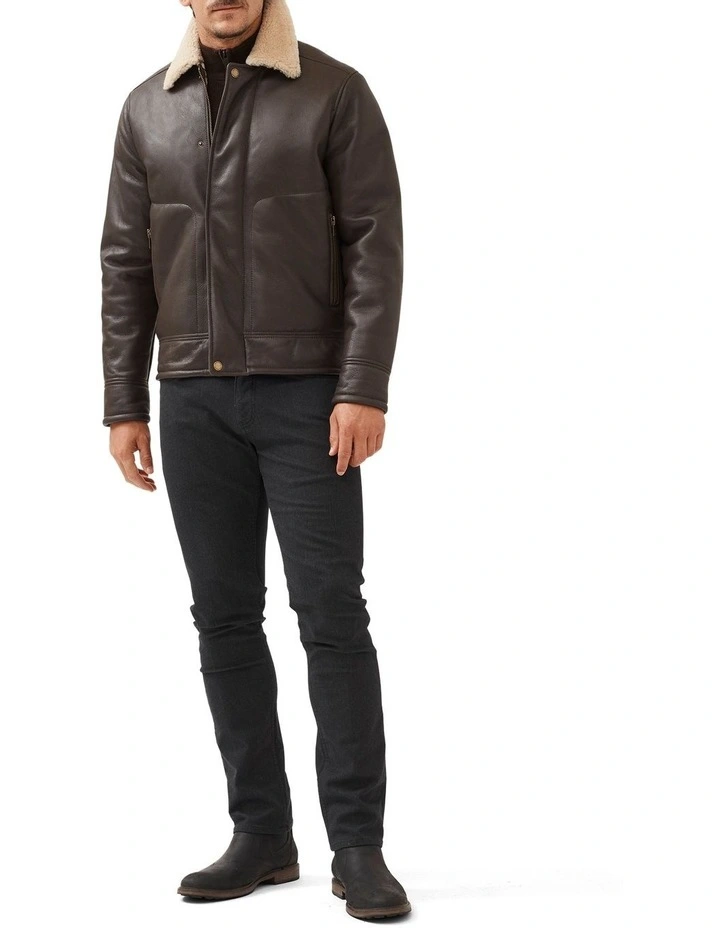 Arrowtown Shearling Leather Jacket in Mocha