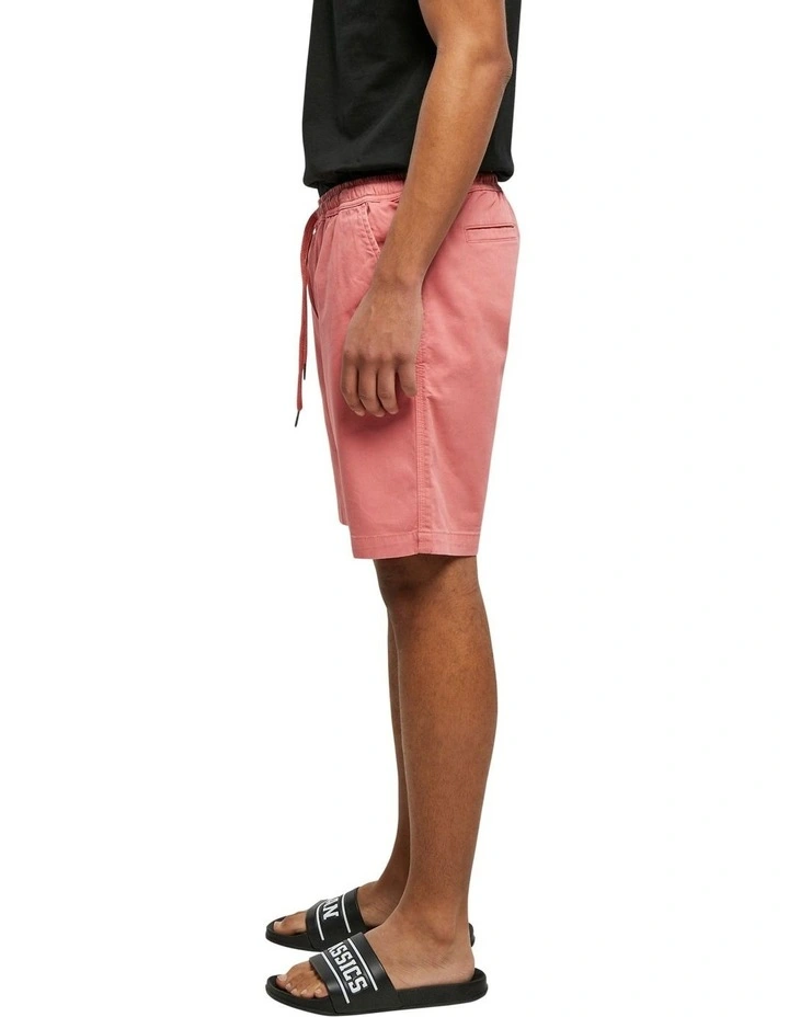 Stretch Twill Jog Shorts in Pale Pink