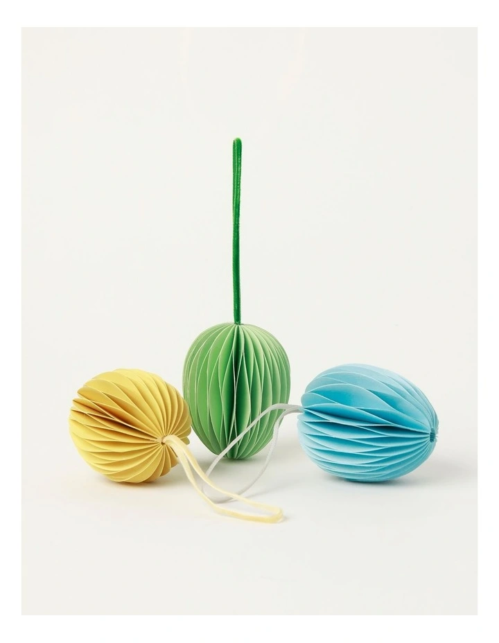 Paper Accordion Egg Ornaments 7cm 3 Pack in Multi