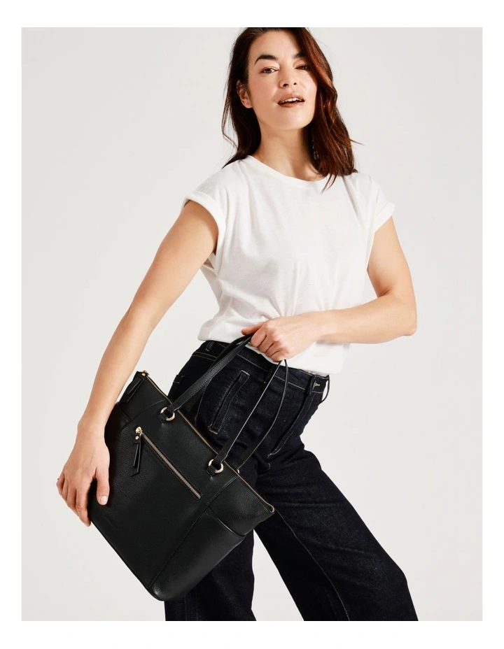 Alana Zip Top Tote Bag In Black