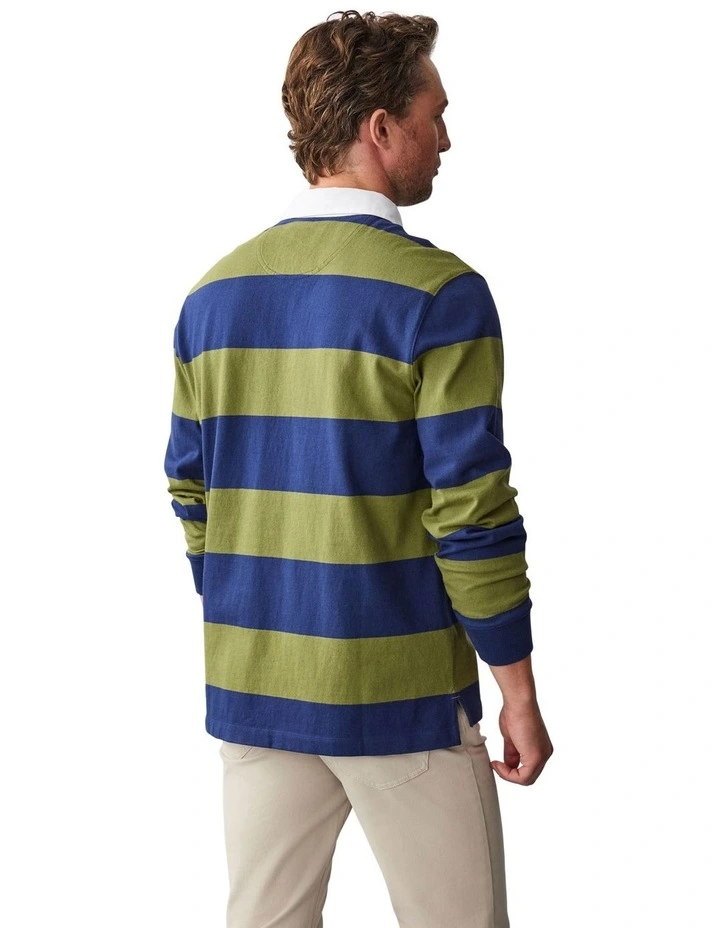Block Stripe Rugby Top in Moss Green