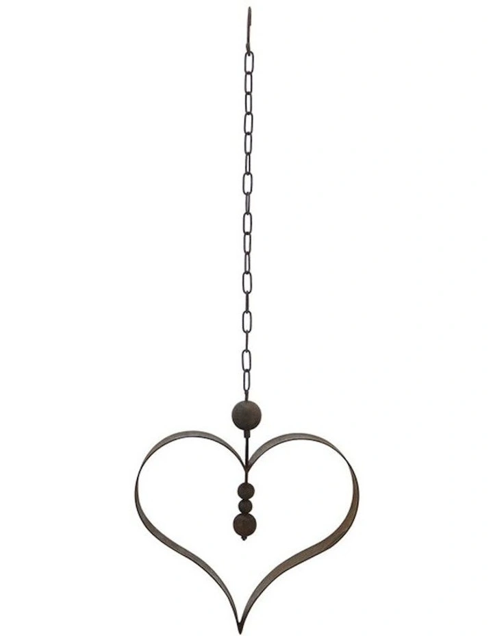 Hanging Serenity Heart Ornament in Rust