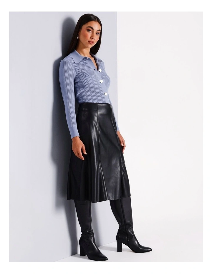 A Line PU Skirt in Black