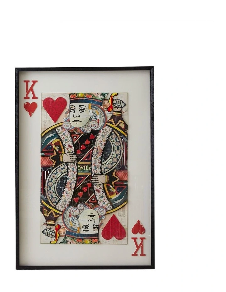 King of Hearts Framed Paper Collage in Multi