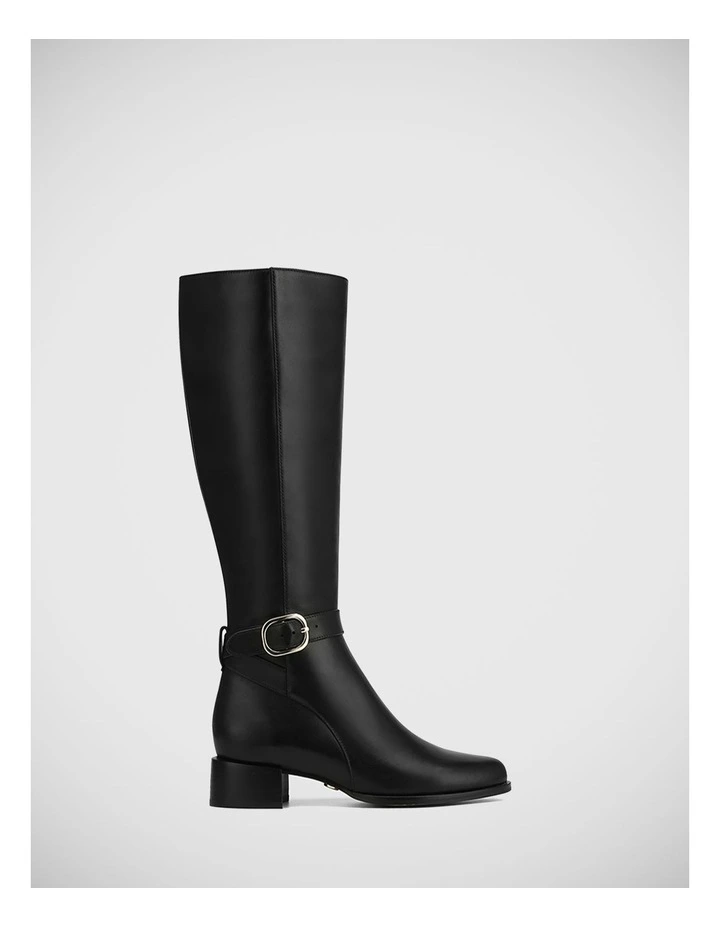 Benji Leather Lon Boot in Black