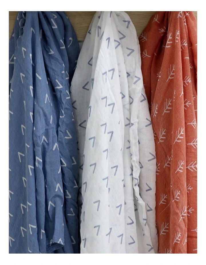 Nordic Muslin Wrap 3 Pack in Denim/Clay