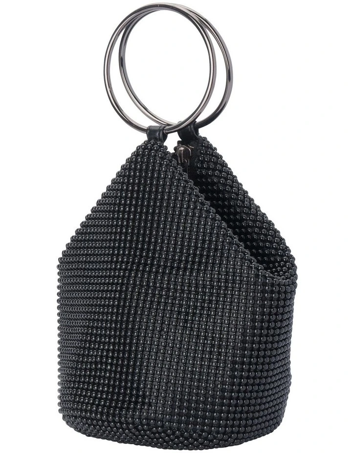 Bianca Ball Mesh Top Handle Bag in Black