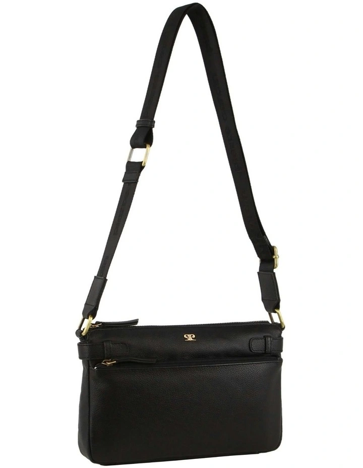 Ladies Leather Webbing Strap Handbag in Black