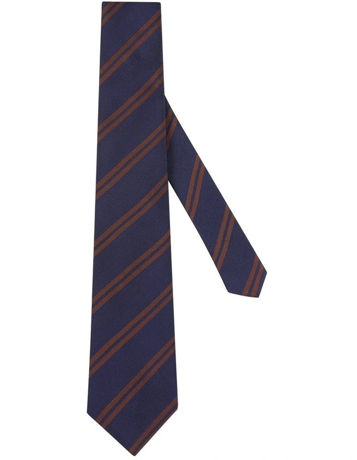 Lennox Tie in Navy/Brown