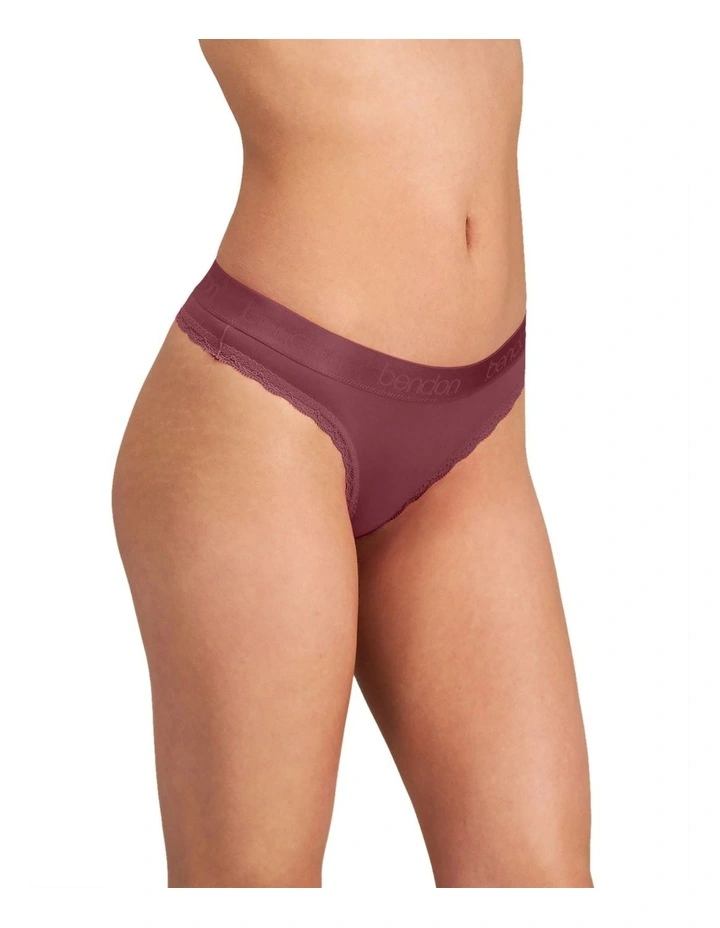 Cotton Logo Thong in Tibetan Red