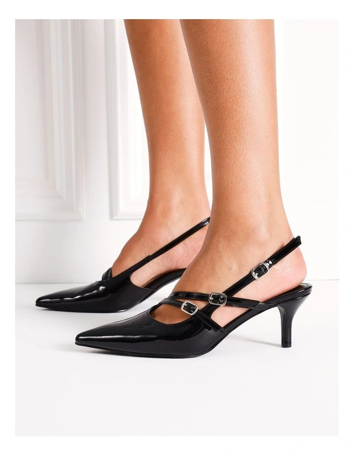 Frankie Heeled Shoe in Black Patent