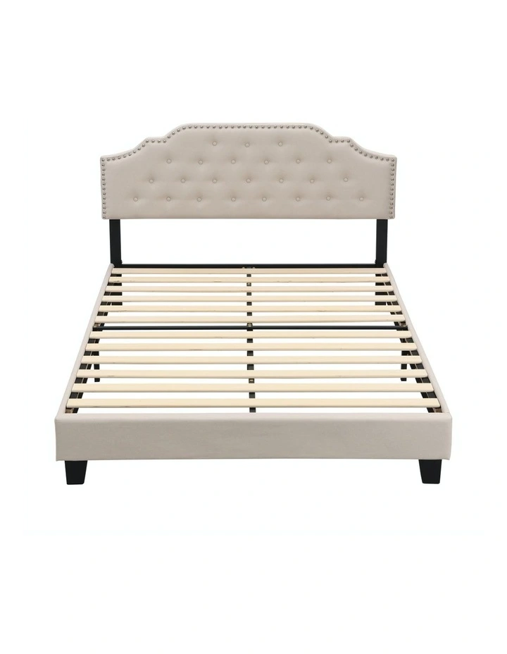BEF02 Queen Size Bed Frame Base Mattress Platform in Beige