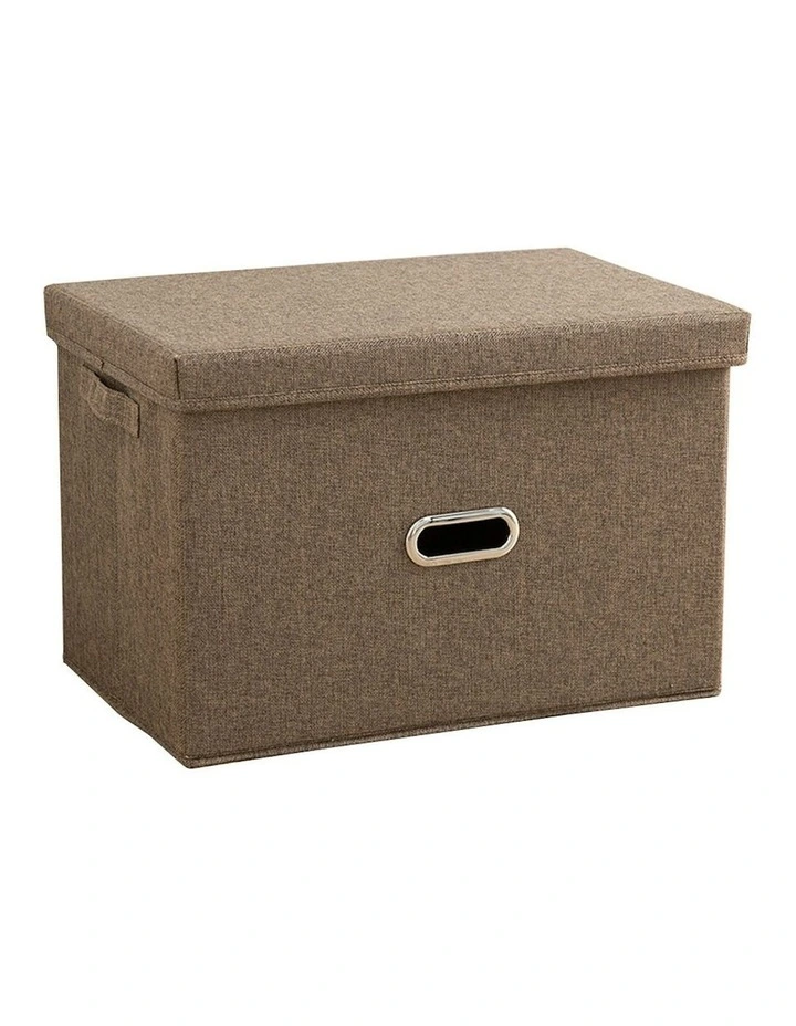 Super Large Foldable Canvas Storage Box in Coffee