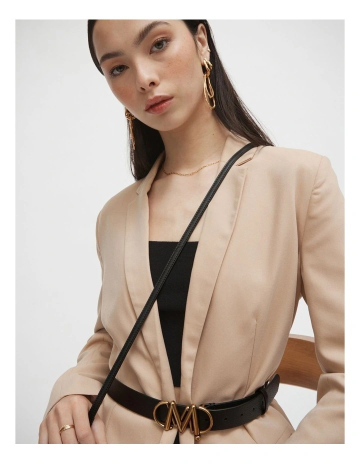 Link Crossbody Bag Strap 8mm in Black Light Gold