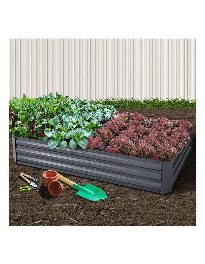 Garden Bed Planter Box 210x90cm in Aluminium Grey