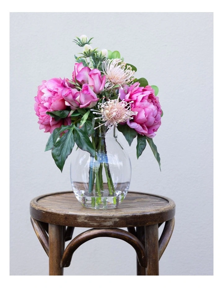 Peony and Rose Mixed Arrangement Artificial Flower Decor 36cm in Multi