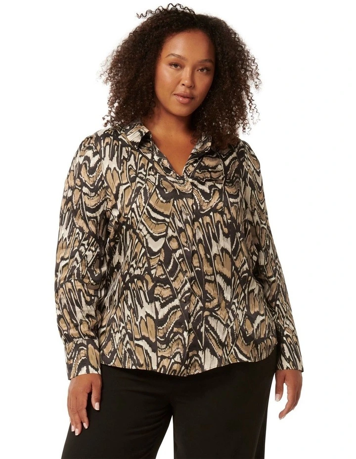 Lila Longline Shirt in Brown Multi