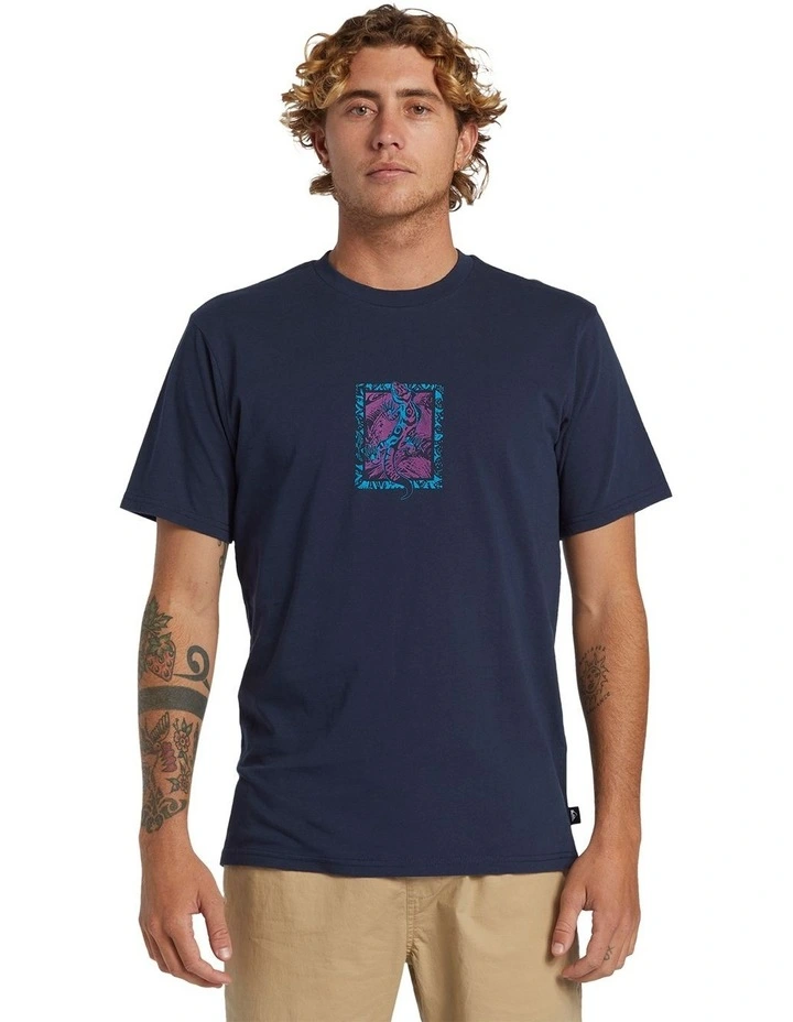 Reptillia Oversized Short Sleeve T-shirt in Dark Navy