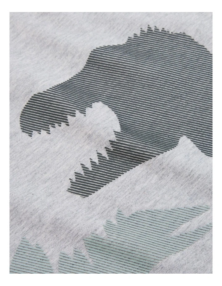 Organically Grown Cotton Dino T-shirt in Light Grey Marle