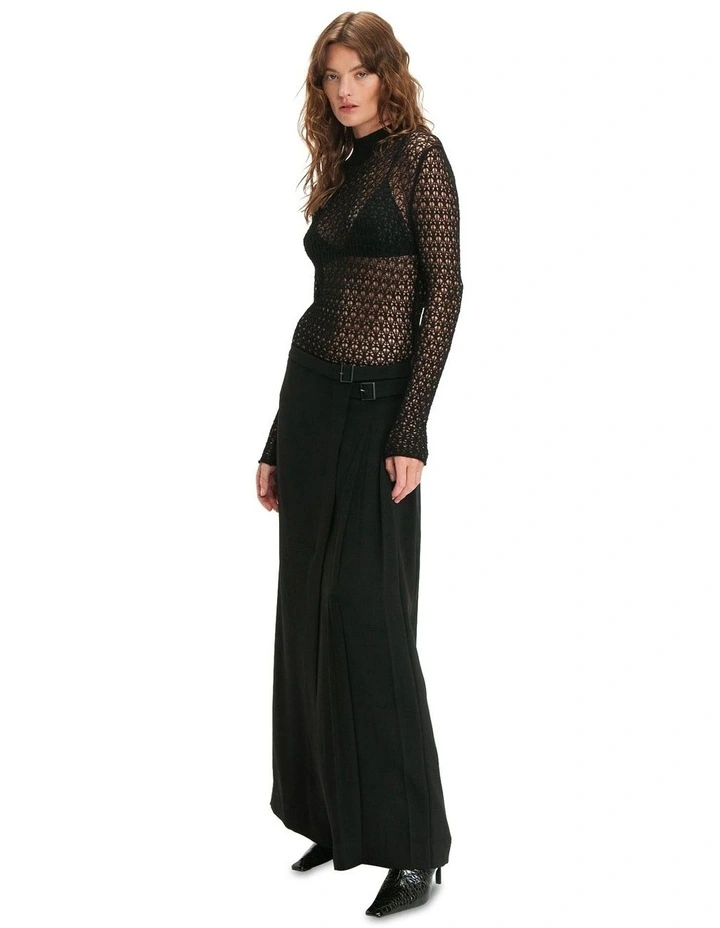 Buckle Column Skirt in Black
